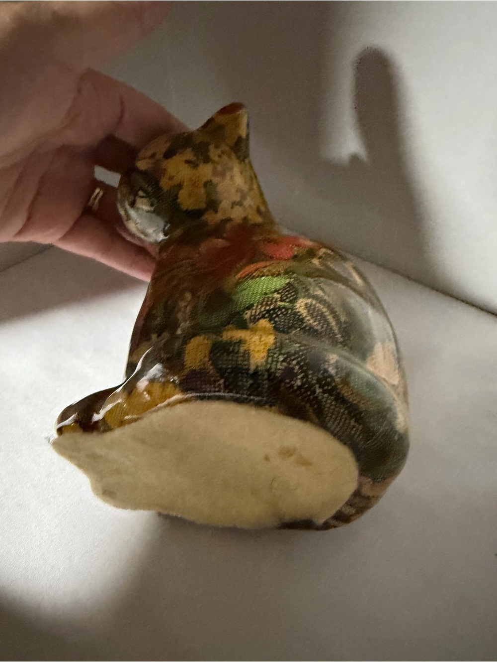 Vintage floral decoupage ceramic cat figurines grandma core patchwork style GUC - Picture 9 of 15